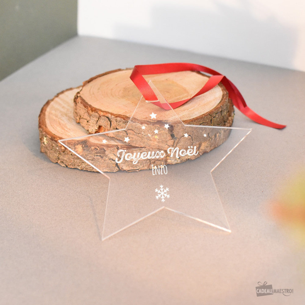 Étoile de Noël Joyeux Noël à Personnaliser - Boule de Noël Personnalisée CadoMaestro