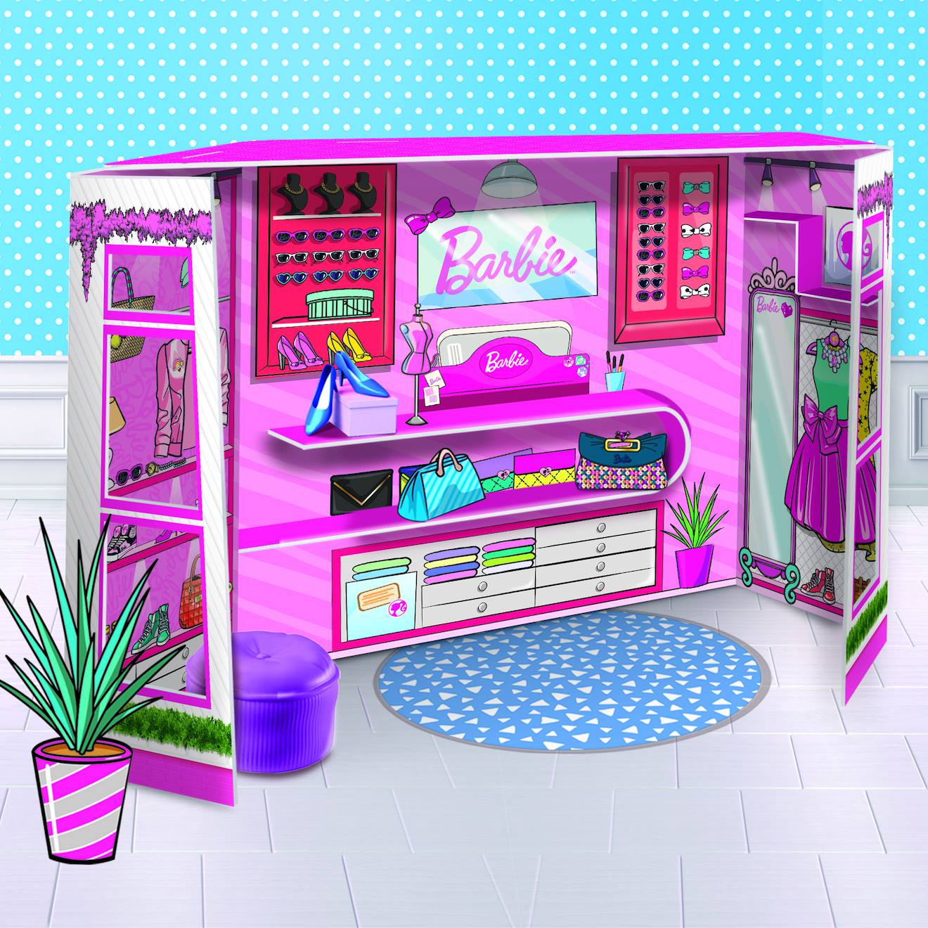 Fashion boutique boutique de mode avec poupée Barbie multicolore