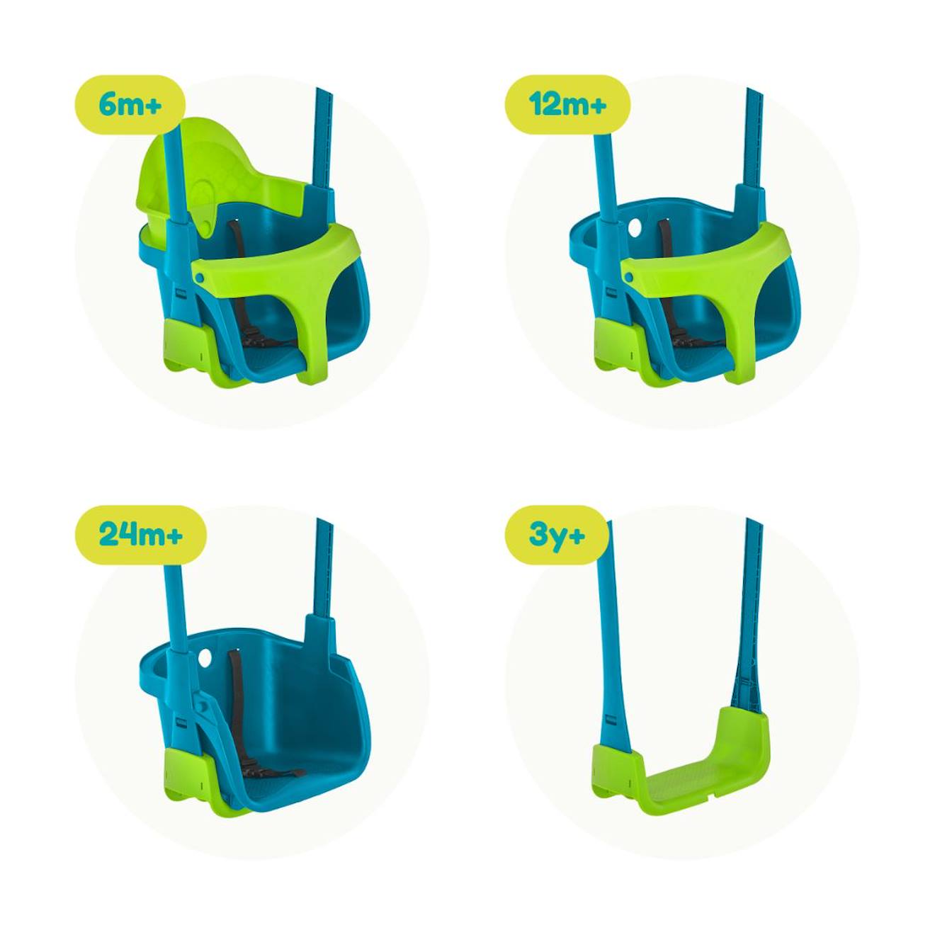 Fauteuil bébé évolutif 4 en 1 quadpod plastique h190-250cm bleu - vert