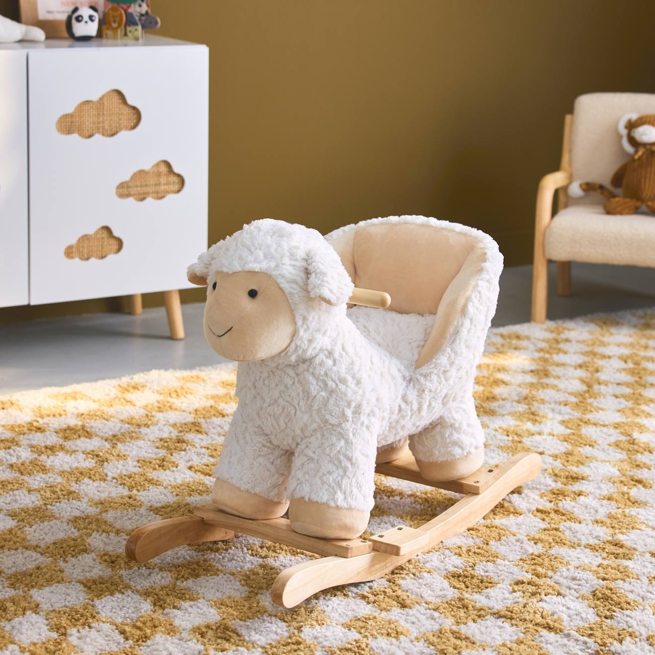 Fauteuil mouton à bascule pour enfant blanc