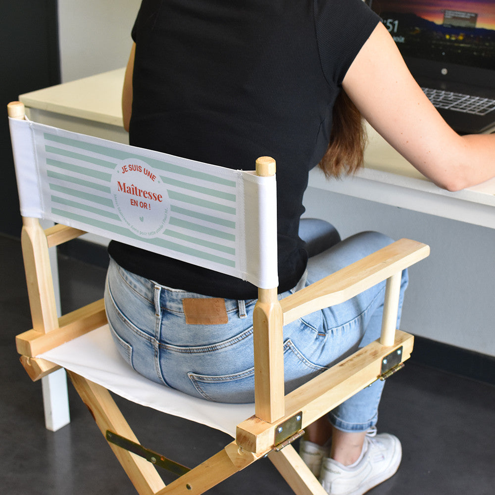 Fauteuil Metteur en Scène Pliant Maître.sse en Or à Personnaliser - Chaise Personnalisée
