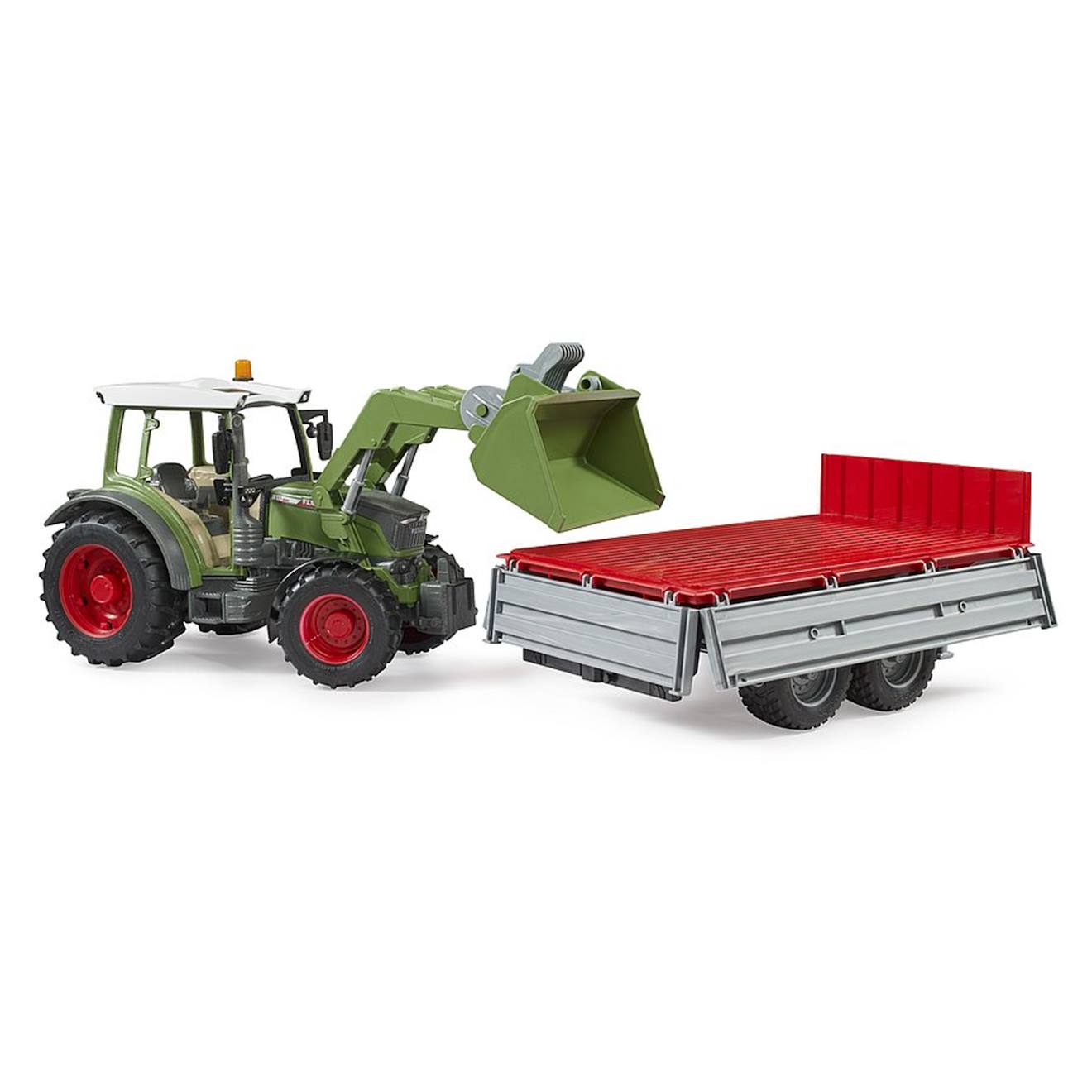 Fendt vario 211 avec chargeur frontal et remorque à ridelle vert
