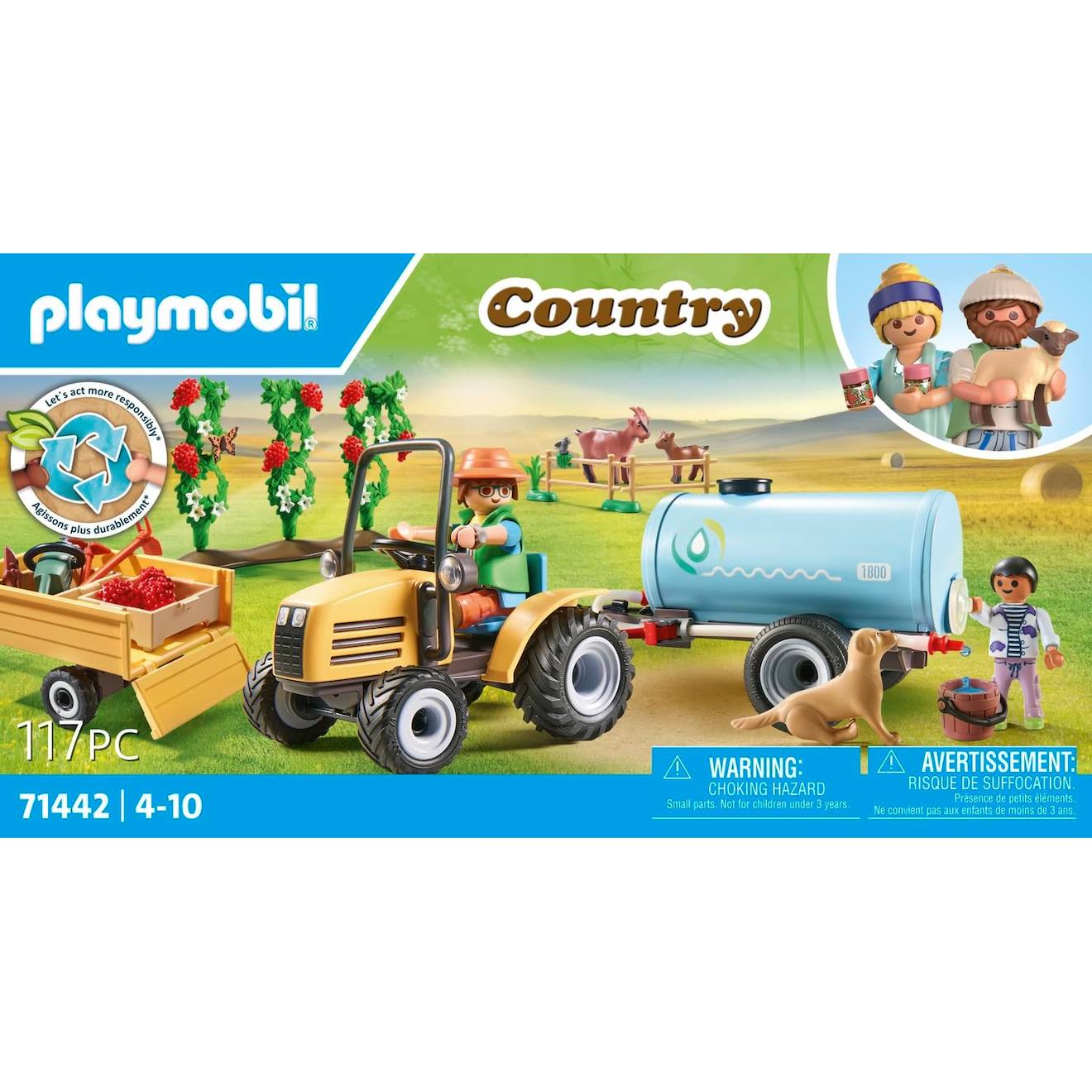Fermier avec tracteur et citerne - country 71442 multicolore