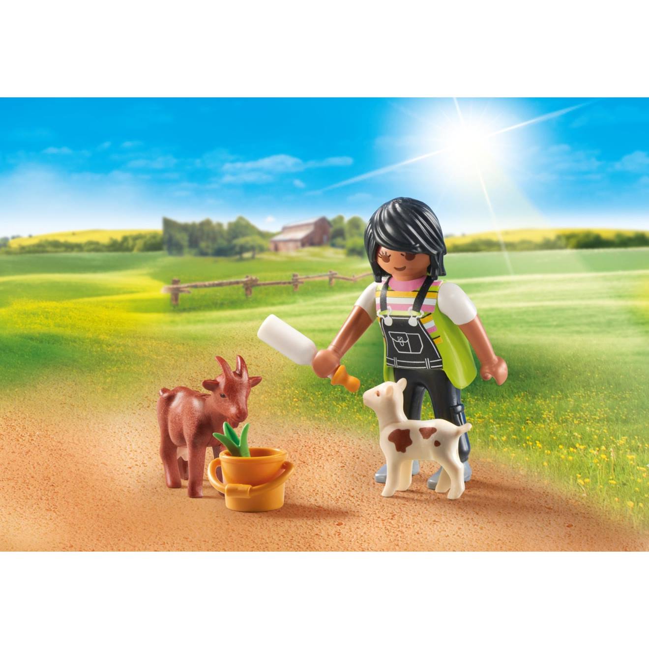 Fermière avec chèvre, chevreau et accessoires 71759 multicolore