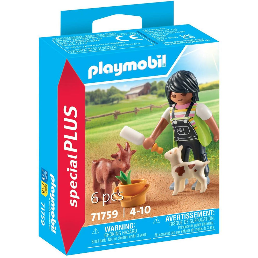 Fermière avec chèvre, chevreau et accessoires 71759 multicolore