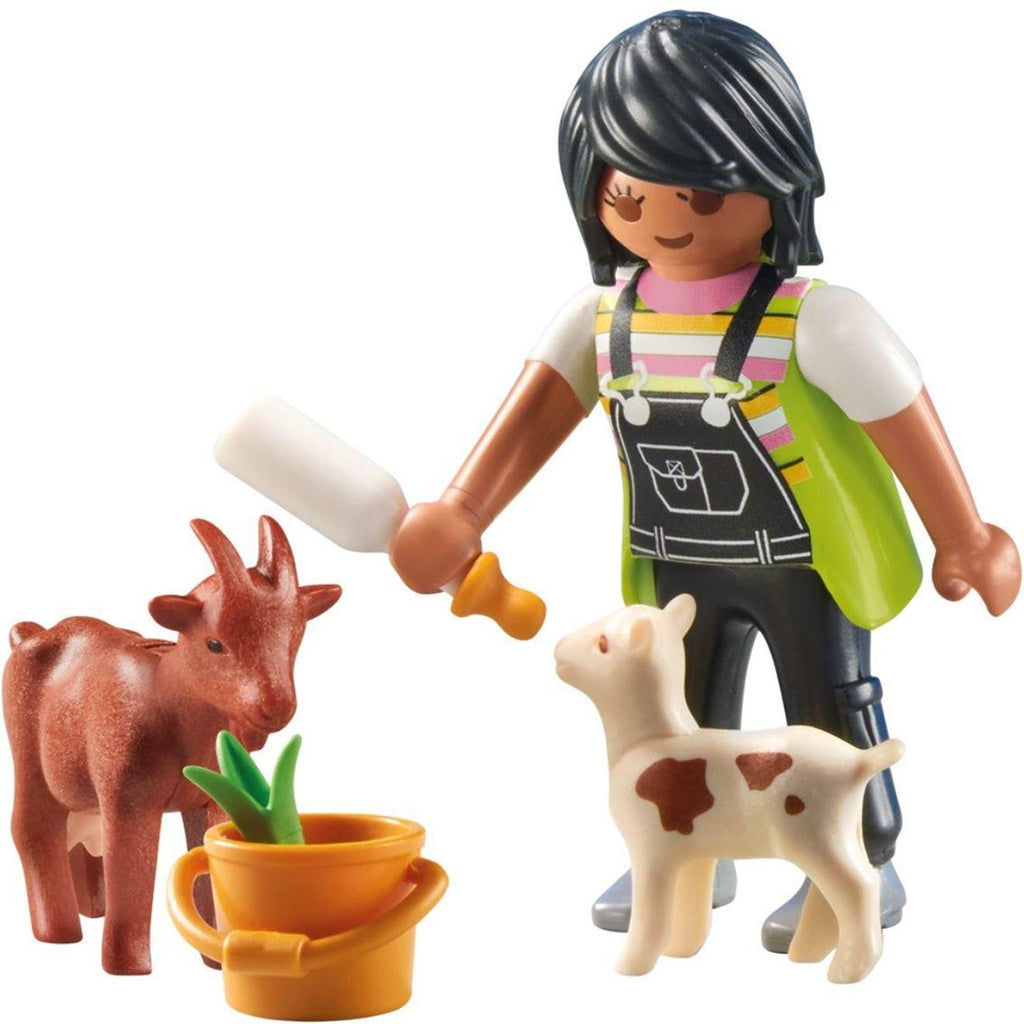 Fermière avec chèvre, chevreau et accessoires 71759 multicolore