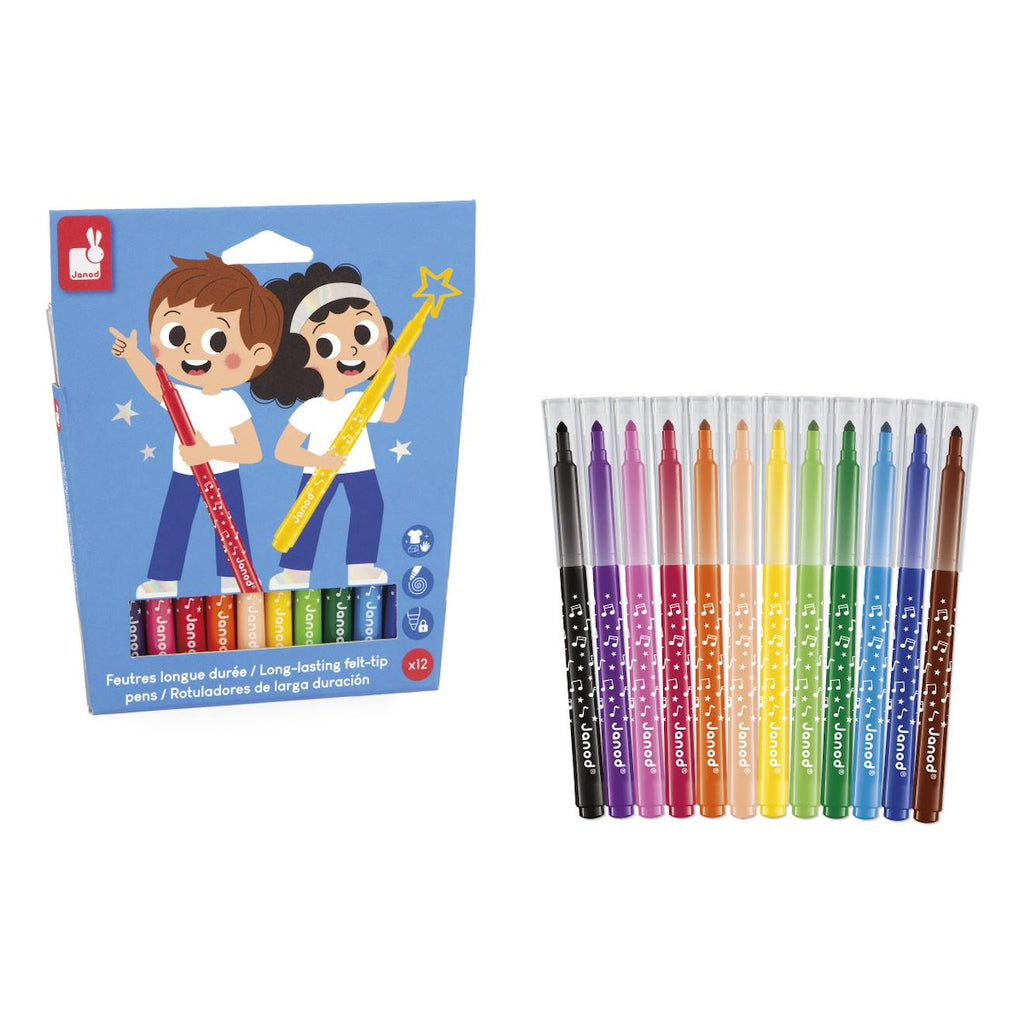 Feutres longue durée x12 - colo multicolore