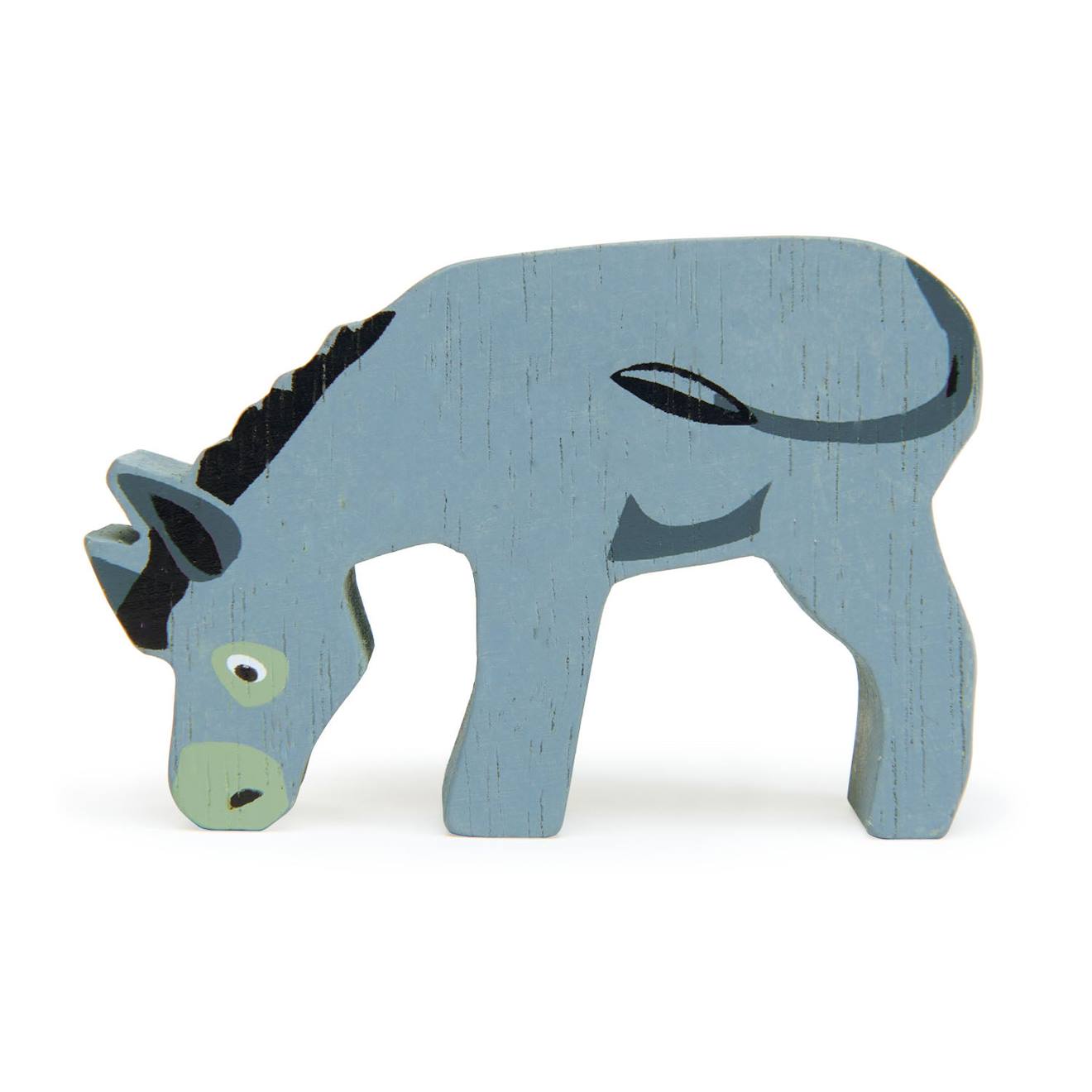 Figurine âne broutant bleu
