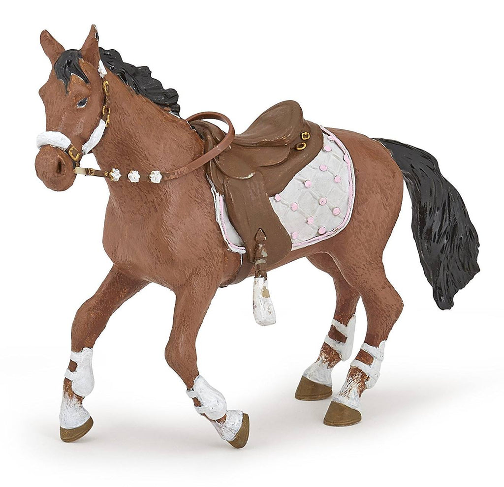Figurine cheval de la cavalière fashion hiver marron