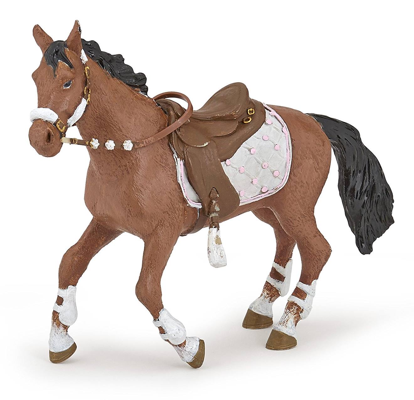 Figurine cheval de la cavalière fashion hiver marron