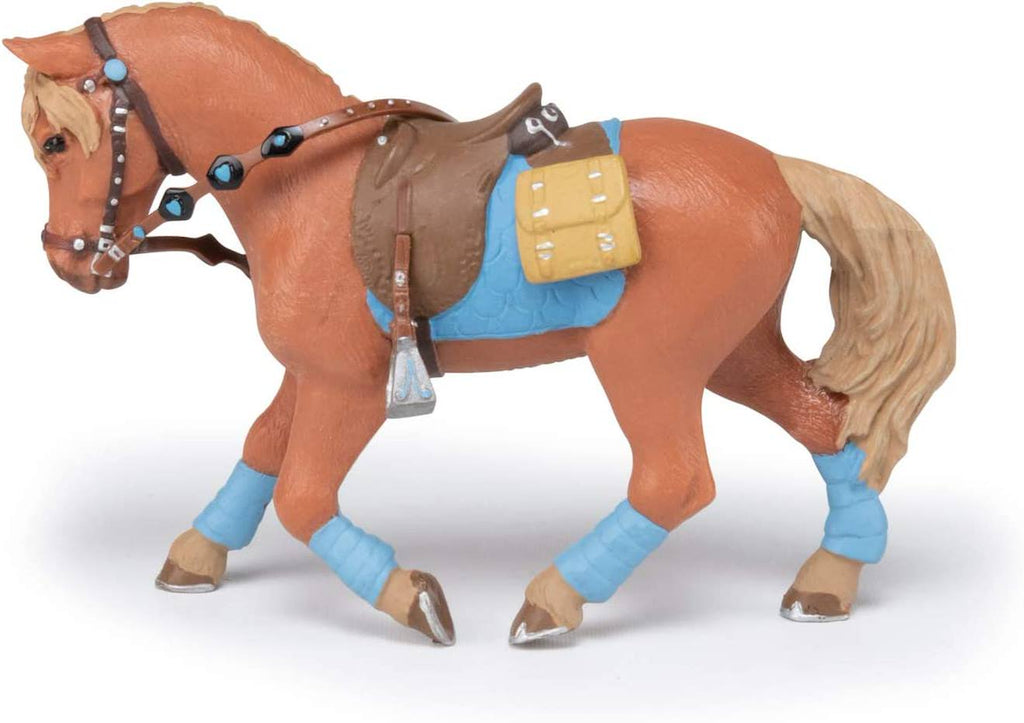 Figurine cheval du jeune cavalier marron