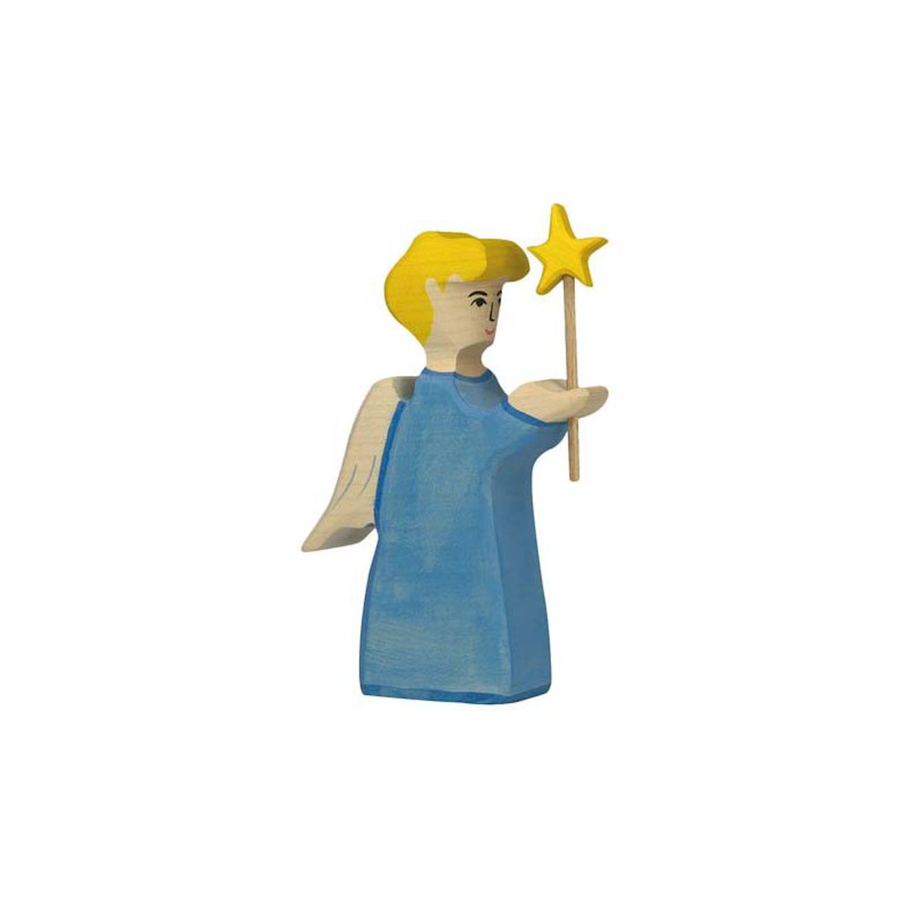 Figurine crèche de noël - ange avec étoile bleu