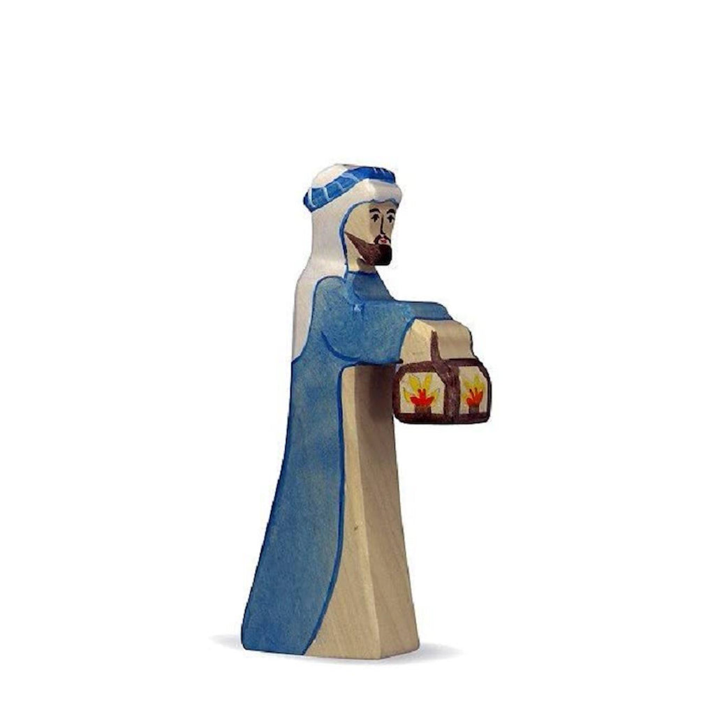 Figurine crèche de noël - berger avec lampe 2 bleu