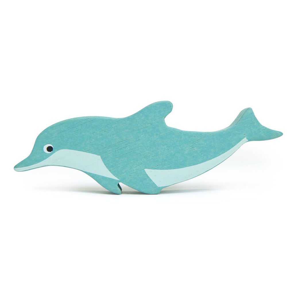 Figurine dauphin en bois bleu