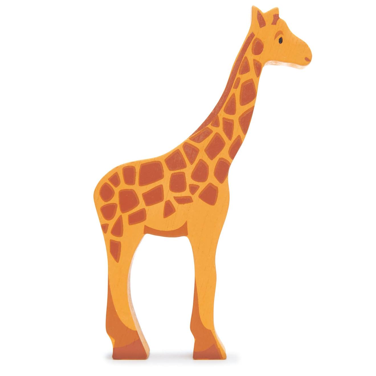 Figurine girafe en bois jaune