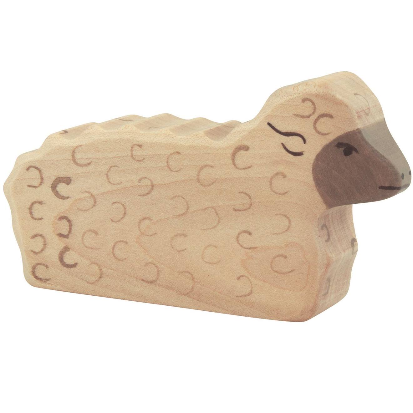 Figurine mouton, allongé beige