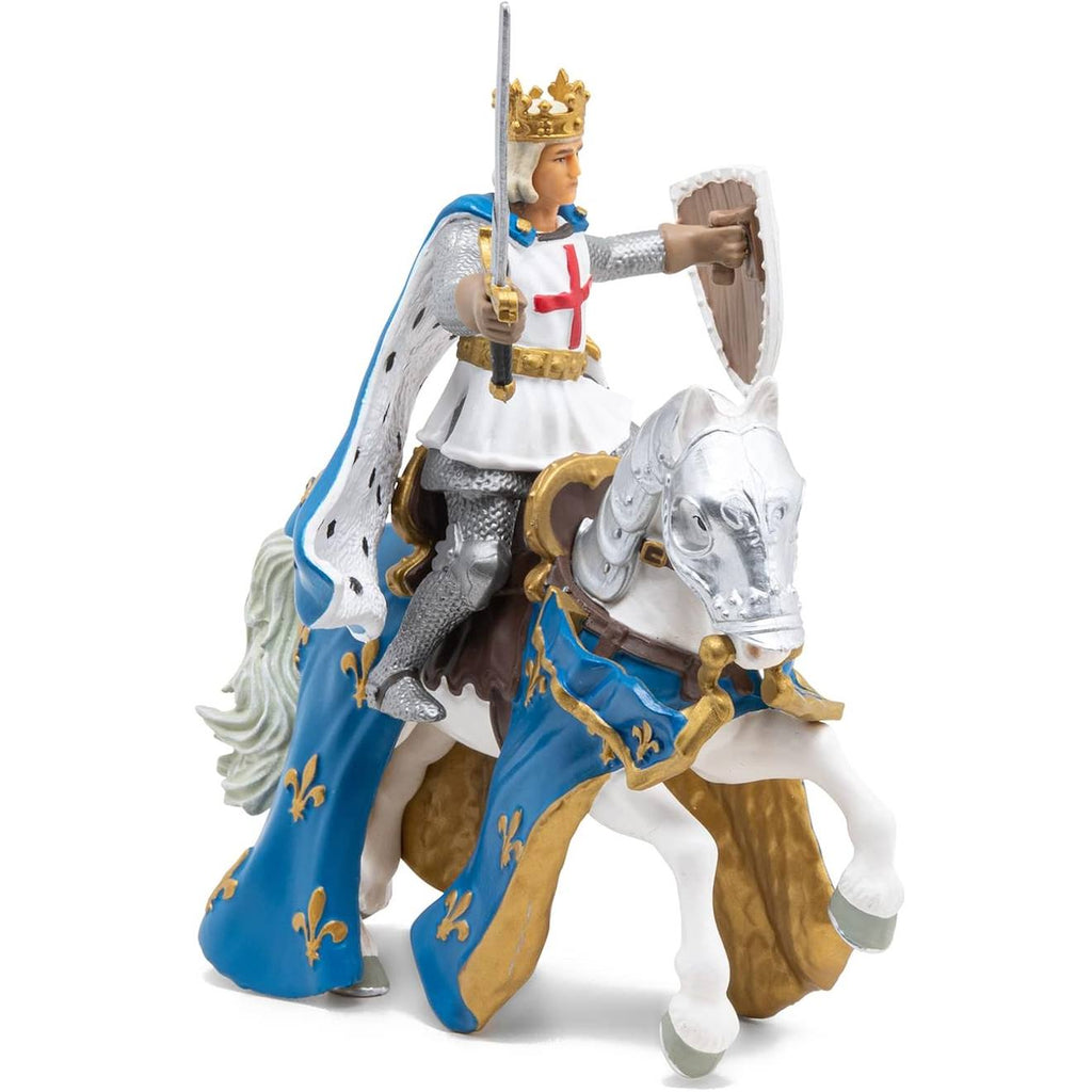 Figurine saint louis et son cheval bleu