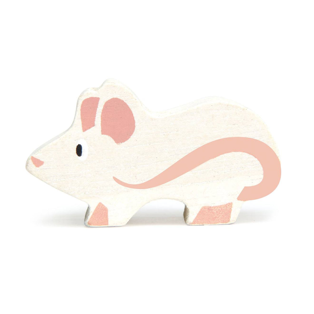 Figurine souris en bois blanc