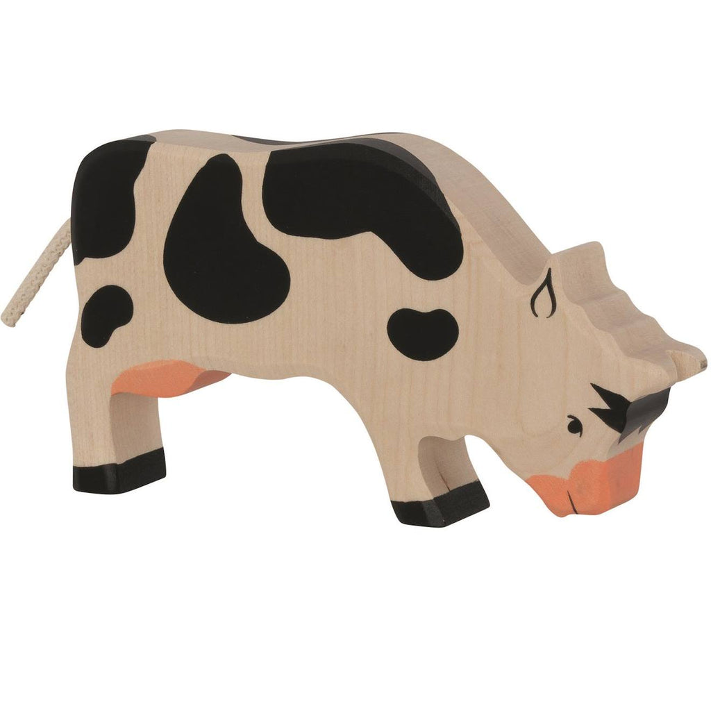 Figurine vache broutant, noir