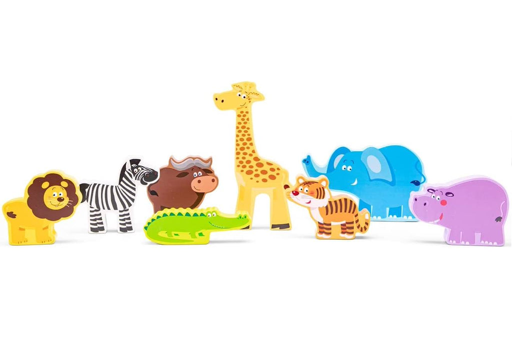 Figurines en bois animaux safari beige