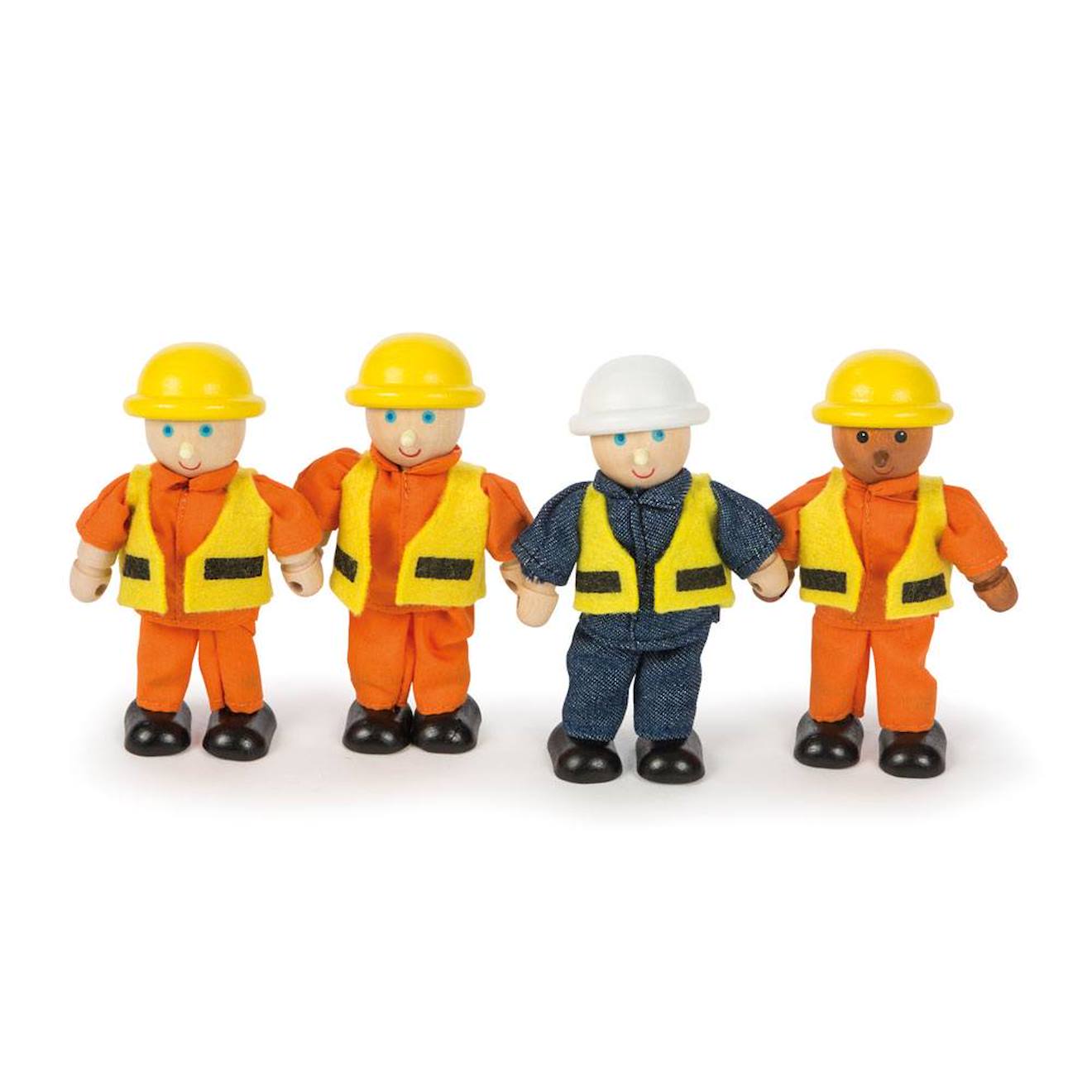 Figurines en bois bâtisseurs orange