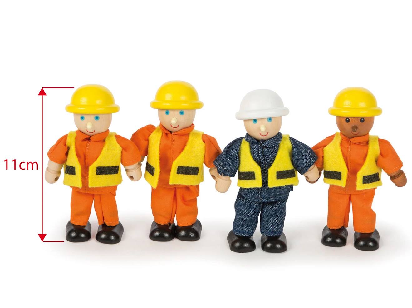 Figurines en bois bâtisseurs orange