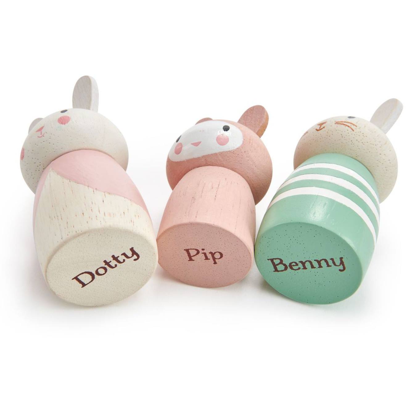 Figurines famille de lapin rose, vert, blanc