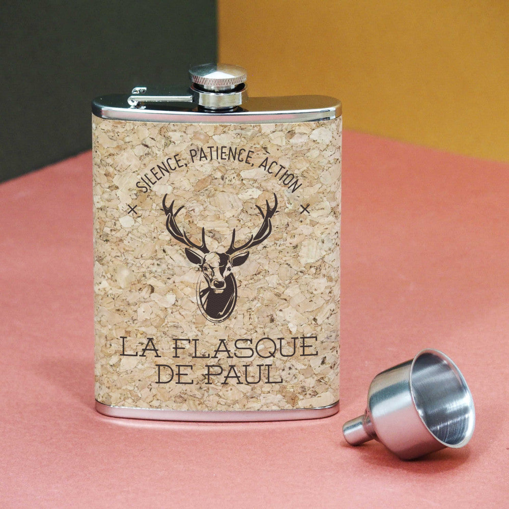 Flasque en Liège Chasseur à Personnaliser - Flasque Personnalisée