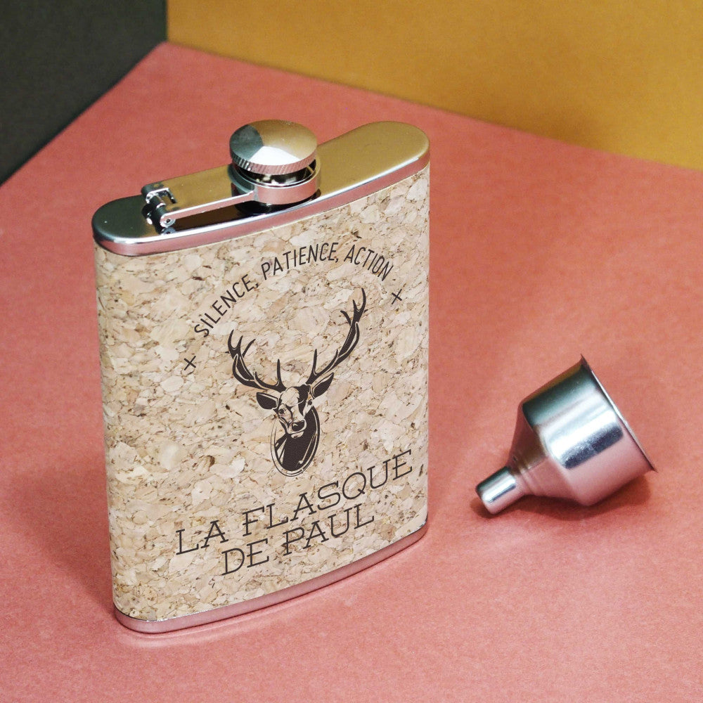 Flasque en Liège Chasseur à Personnaliser - Flasque Personnalisée