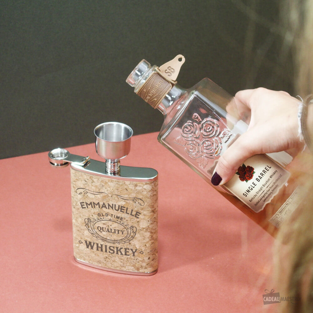 Flasque en Liège pour Whisky à Personnaliser - Flasque Personnalisée CadoMaestro