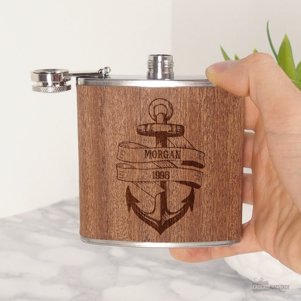 Flasque à Whisky Ancre Marine à Personnaliser - Flasque Personnalisée CadoMaestro