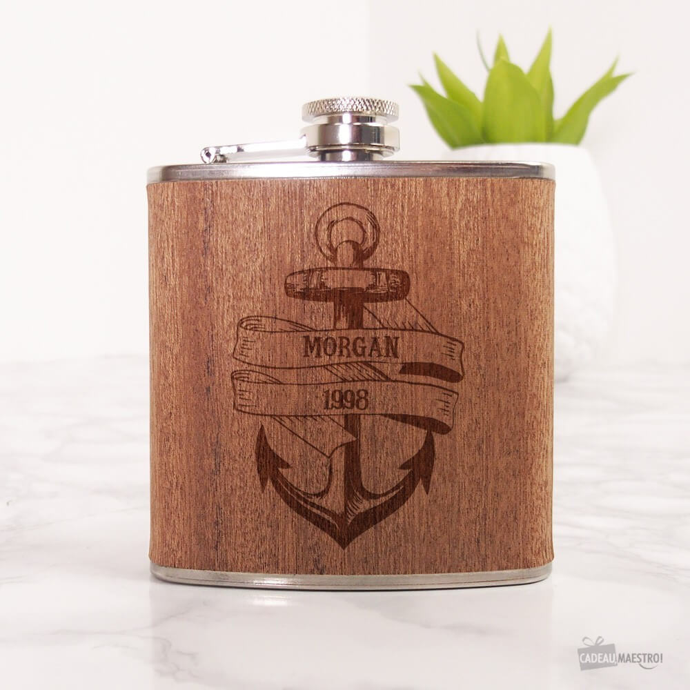 Flasque à Whisky Ancre Marine à Personnaliser - Flasque Personnalisée CadoMaestro
