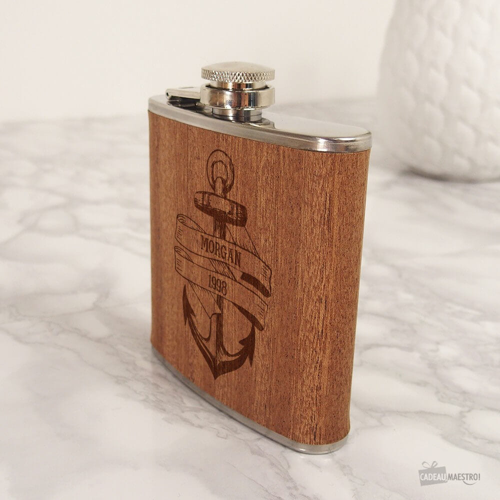 Flasque à Whisky Ancre Marine à Personnaliser - Flasque Personnalisée CadoMaestro