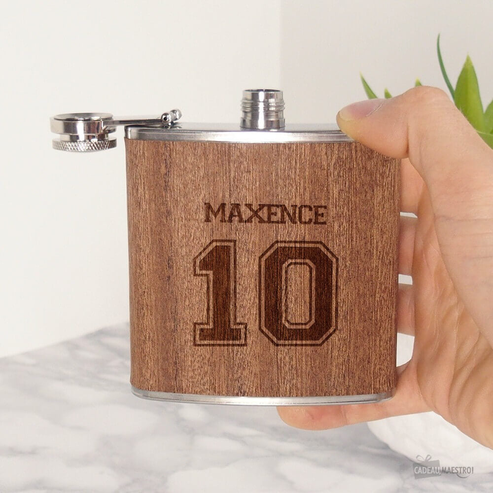 Flasque à Whisky en Bois Sport à Personnaliser - Flasque Personnalisée CadoMaestro