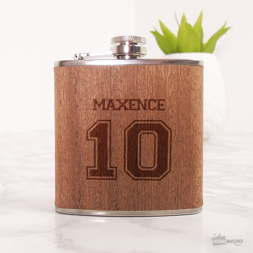 Flasque à Whisky en Bois Sport à Personnaliser - Flasque Personnalisée CadoMaestro