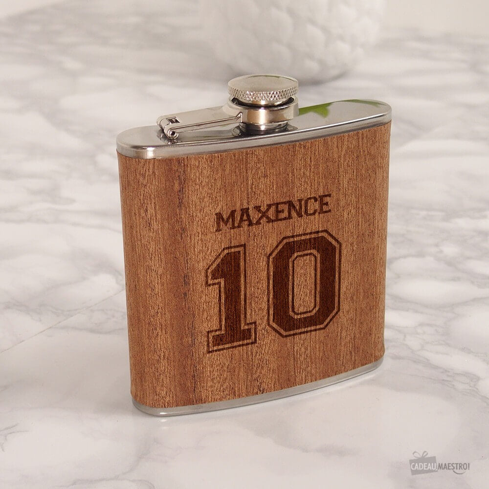 Flasque à Whisky en Bois Sport à Personnaliser - Flasque Personnalisée CadoMaestro
