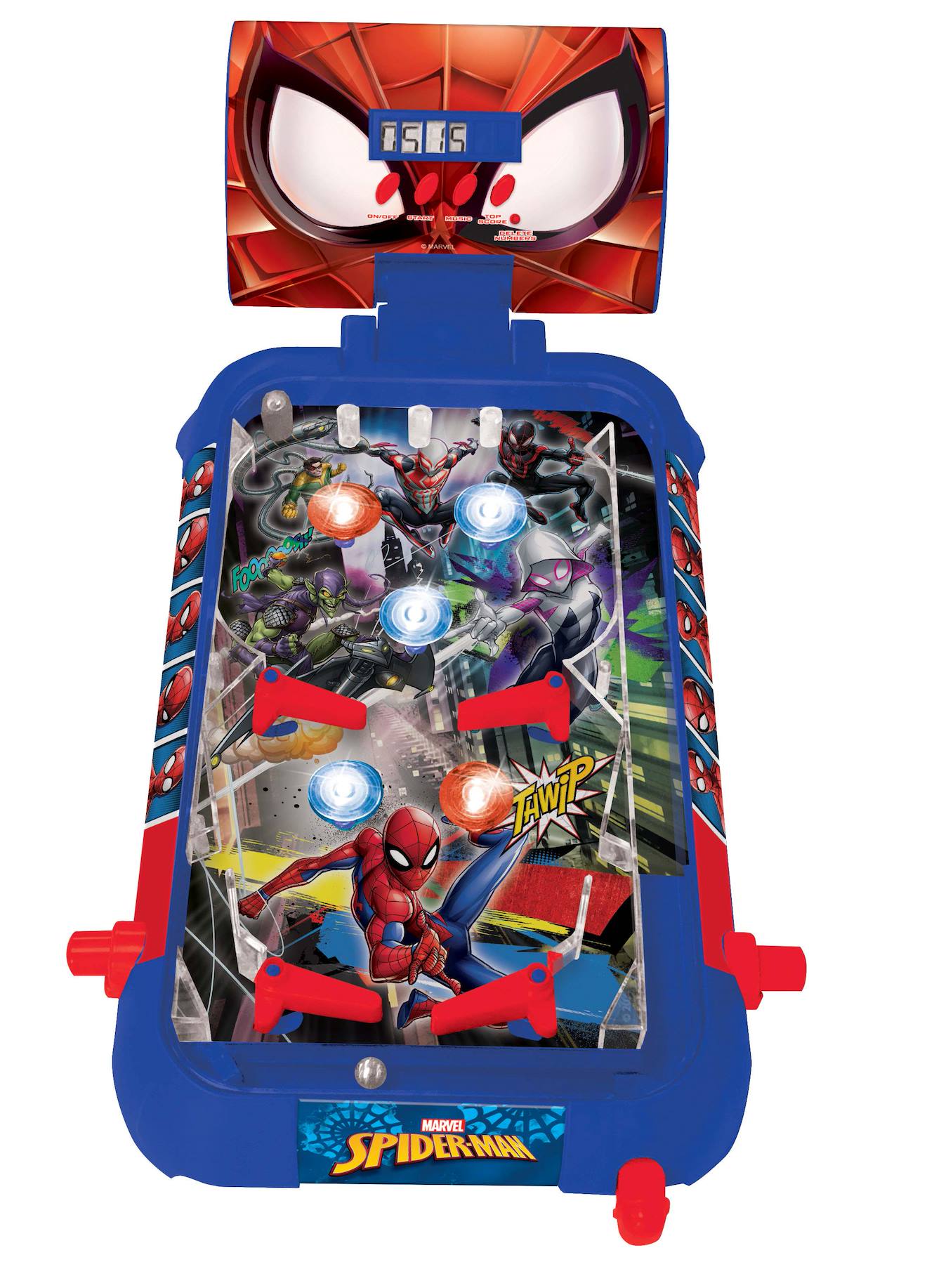 Flipper électronique de table Spiderman bleu