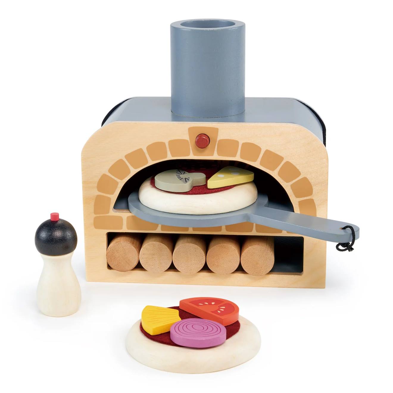 Four à pizza en bois beige, rouge, rose
