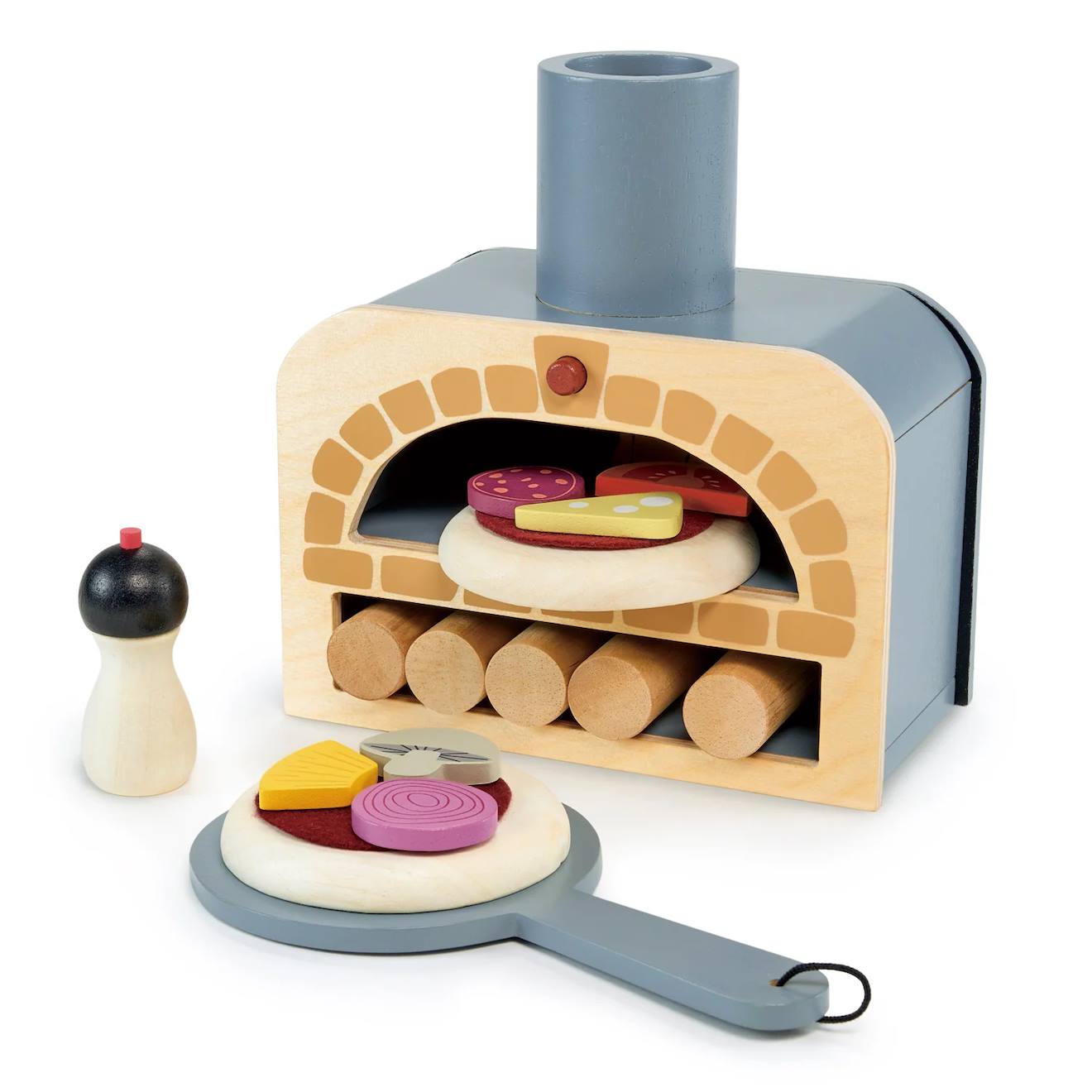 Four à pizza en bois beige, rouge, rose