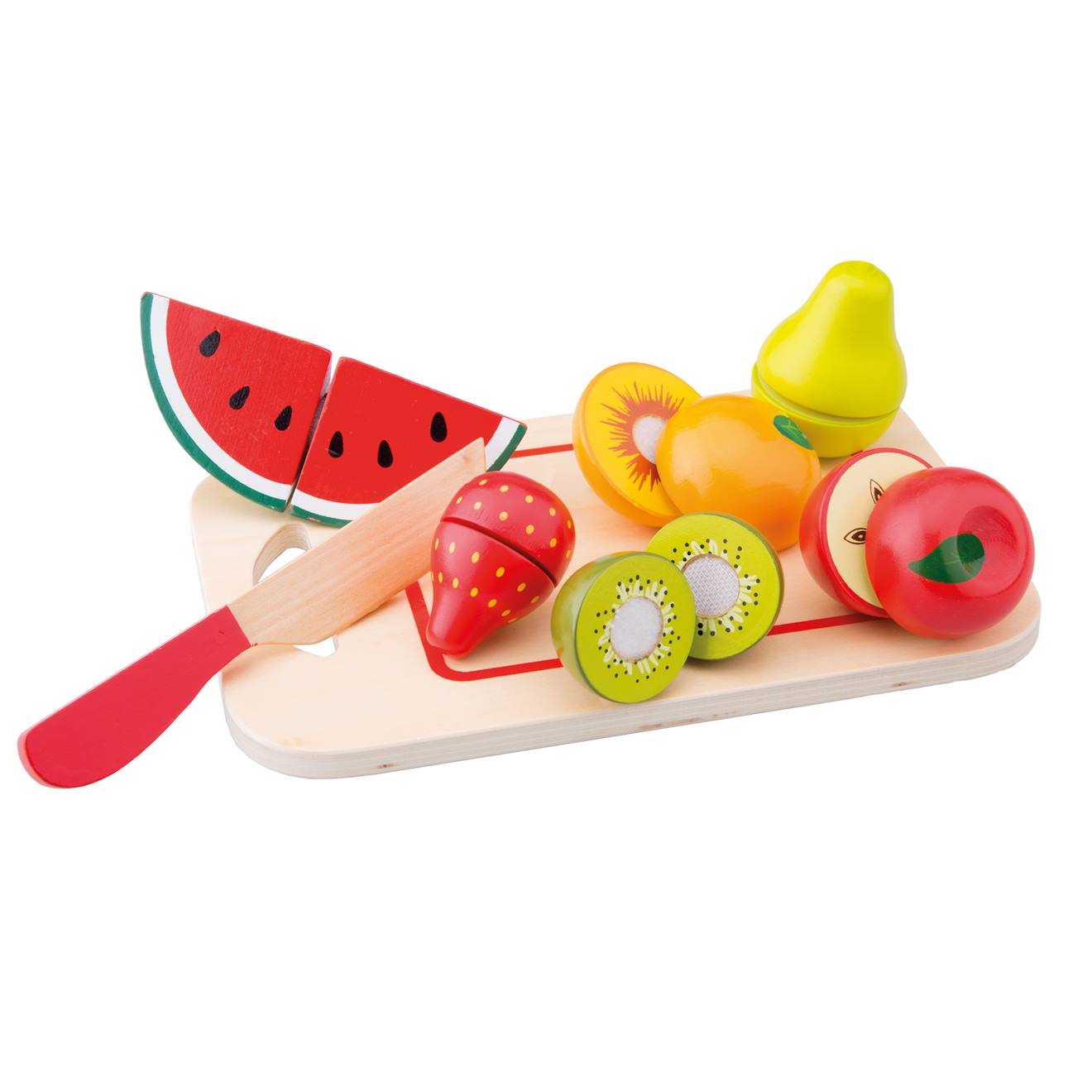 Fruits en bois à découper beige