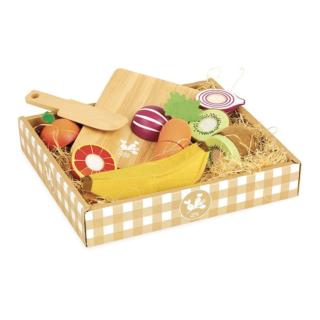 Fruits et légumes à découper - jour de marché beige