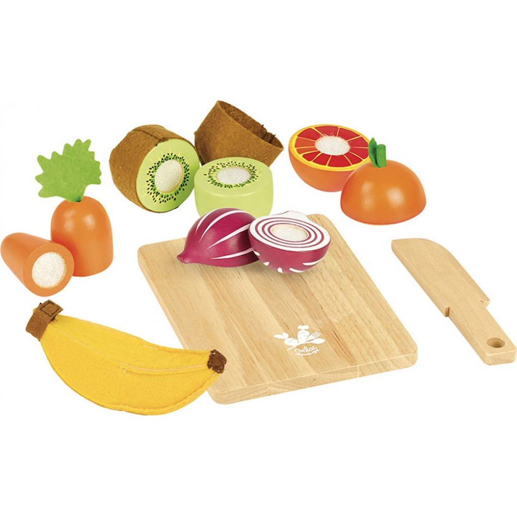 Fruits et légumes à découper - jour de marché beige