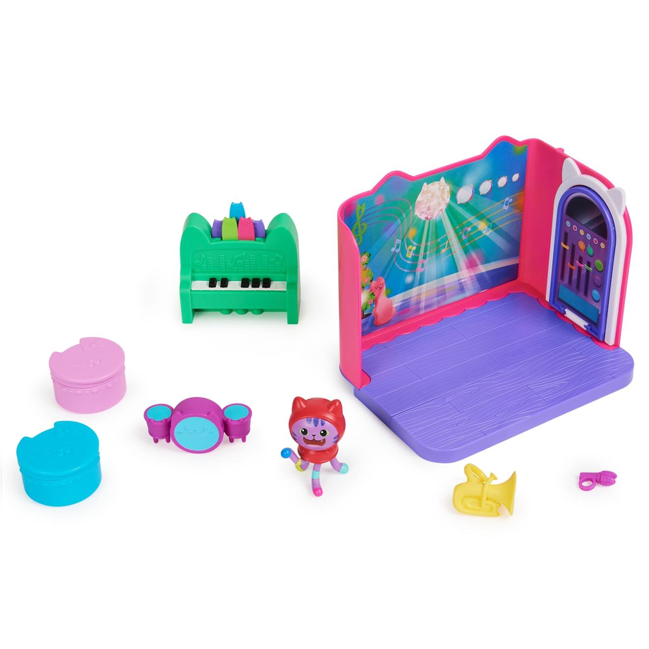 Gabby's Dollhouse - salle de musique groovy avec la figurine de daniel james catnip multicolore
