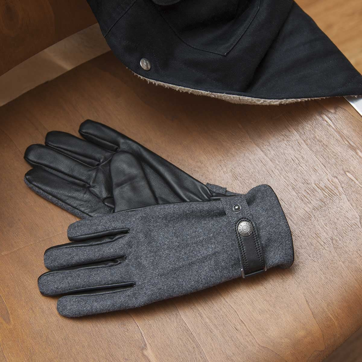 Gants en cuir et flanelle Dents