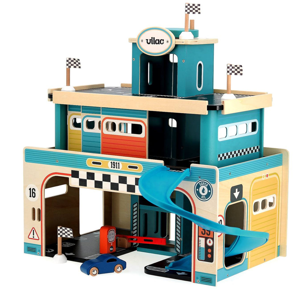 Garage en bois vintage vilacity bleu