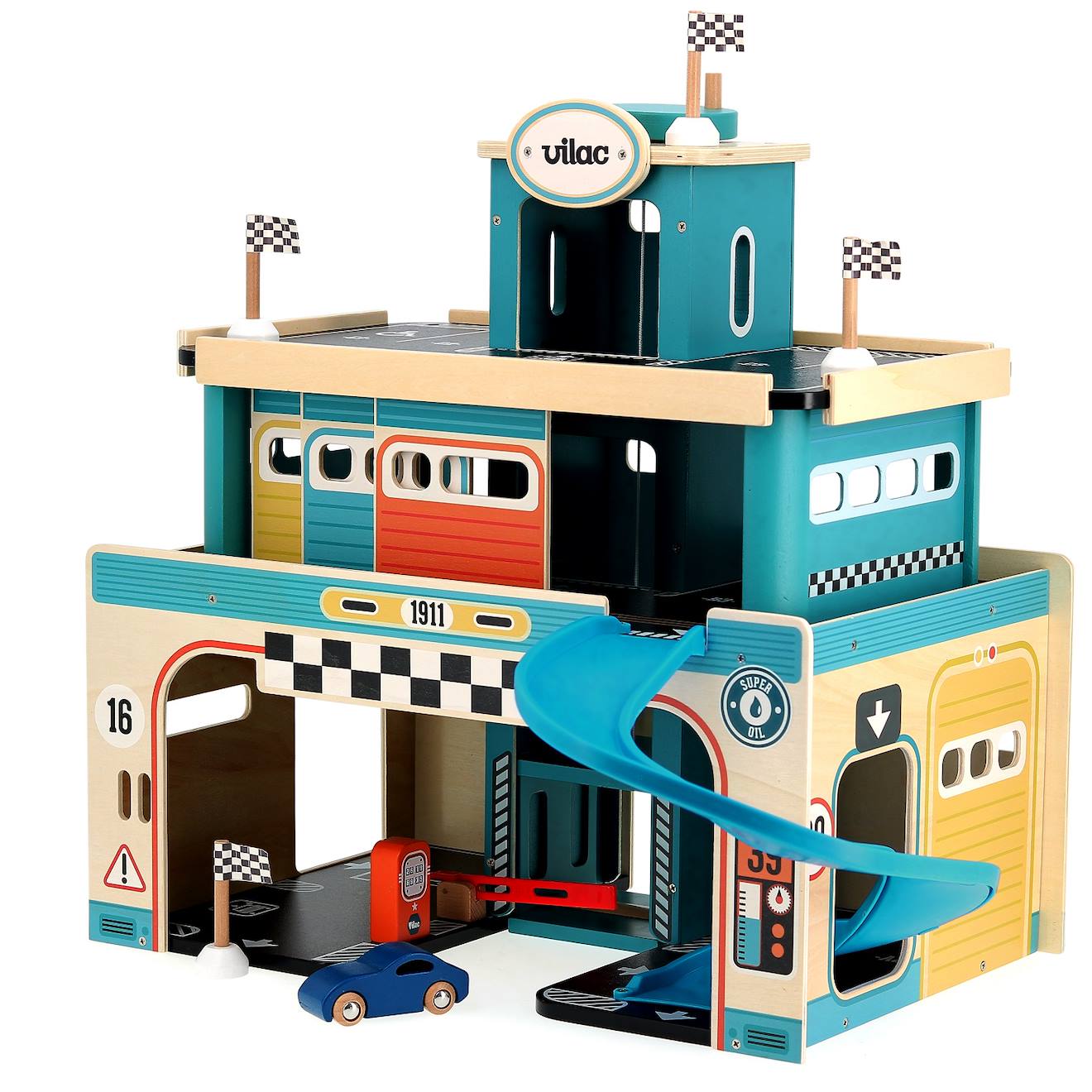 Garage en bois vintage vilacity bleu
