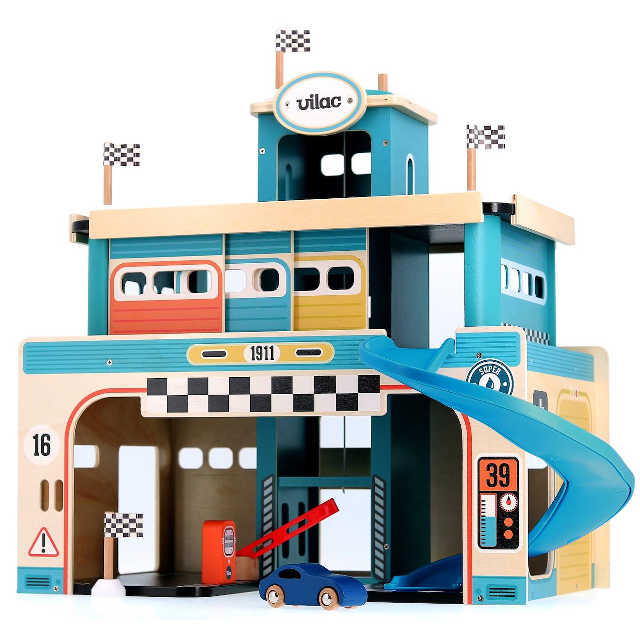 Garage en bois vintage vilacity bleu
