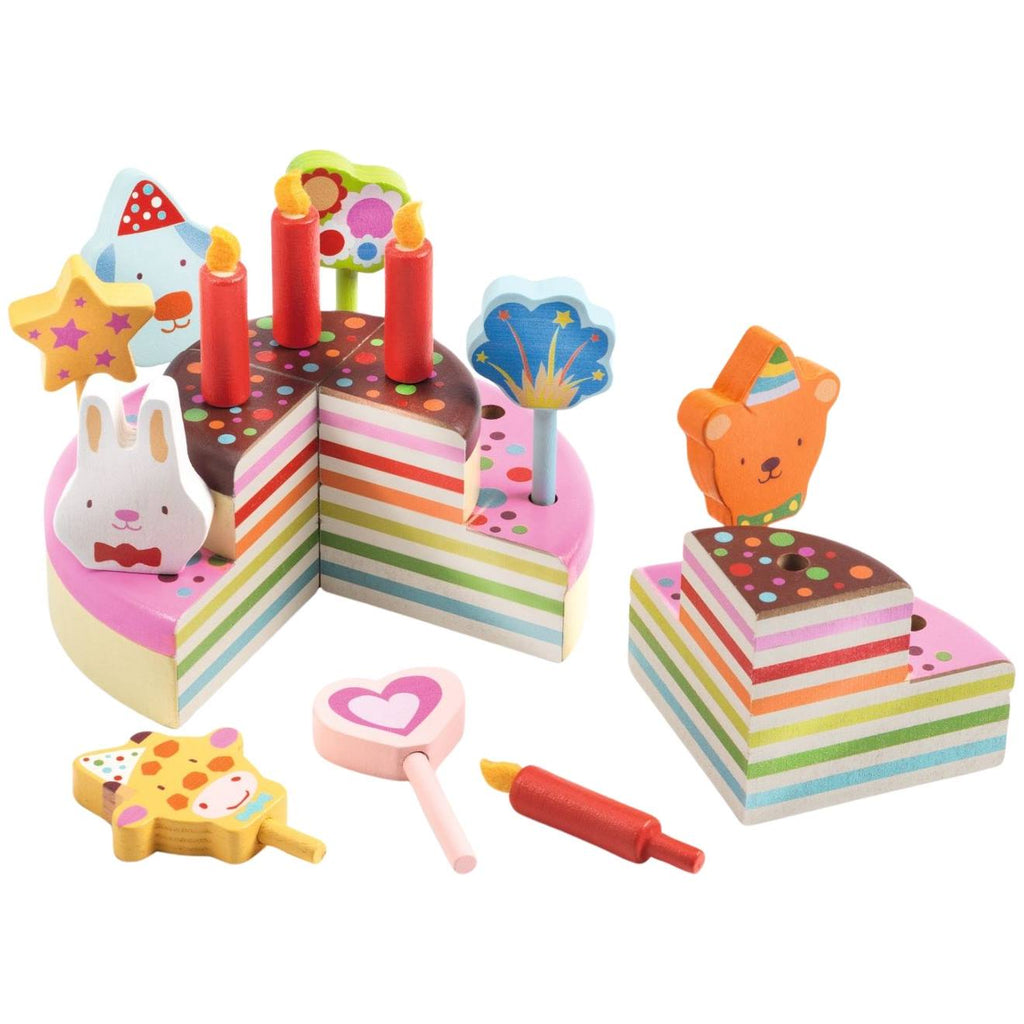 Gâteau en bois happy birthday multicolore