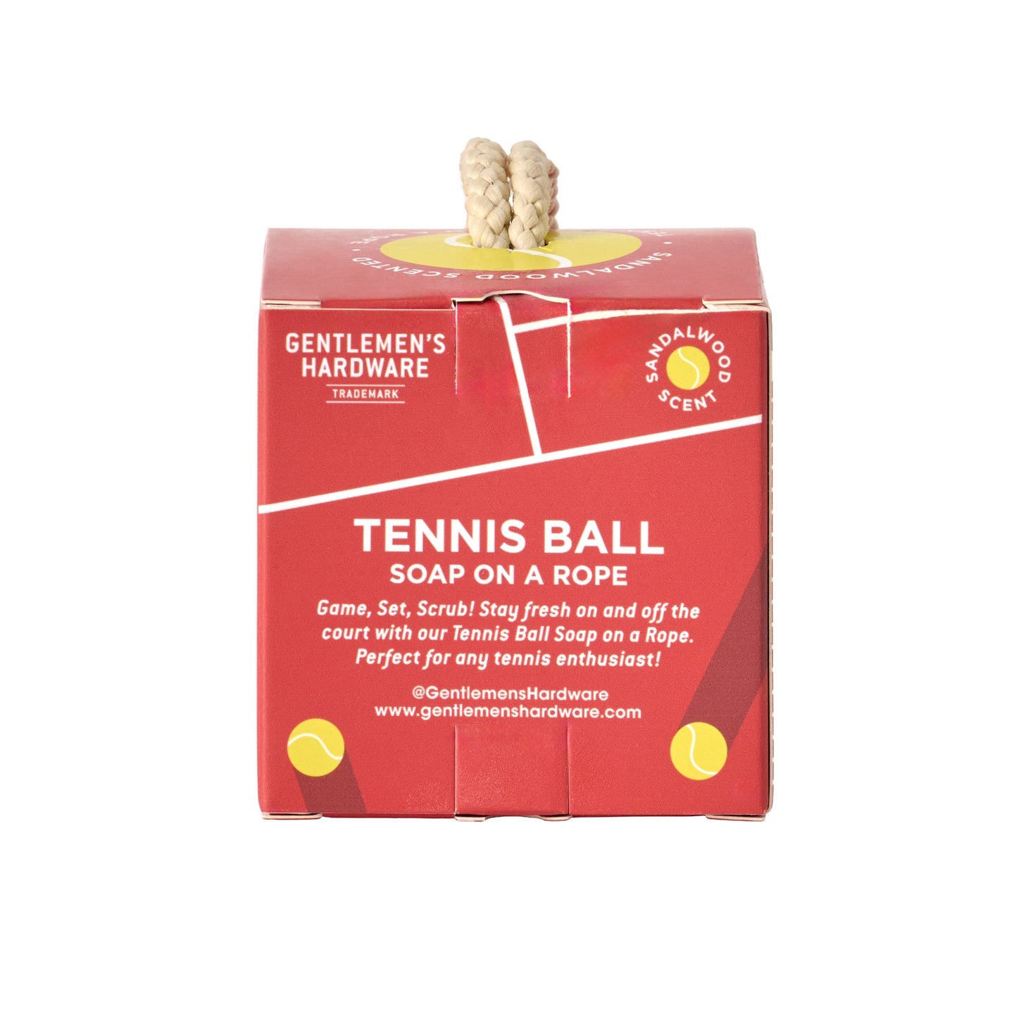 Détail du savon balle de tennis au bois de santal