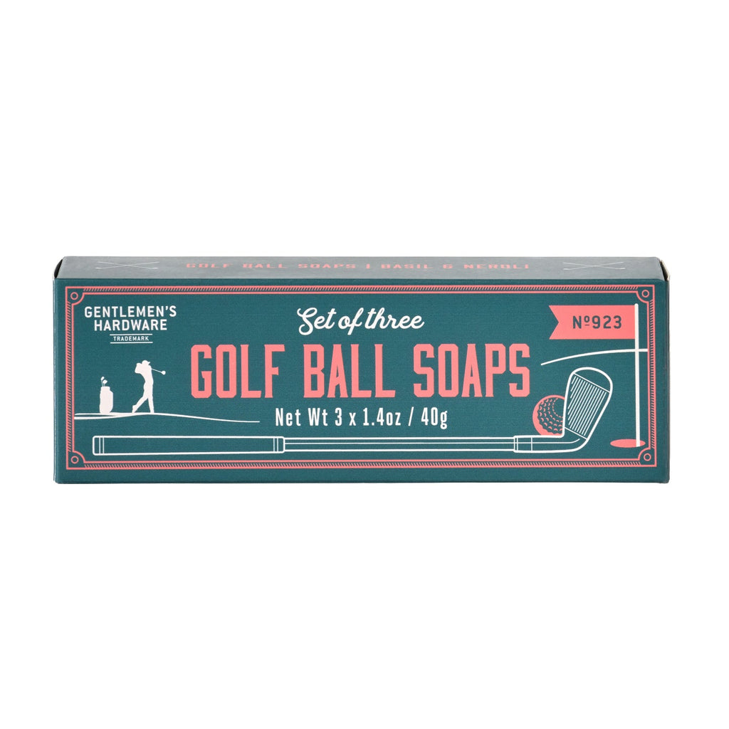 Trois savons balle de golf sur fond blanc